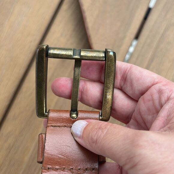 Calvin Klein Rivet brass leather Brown heavy women’s Belt NWOT festival concert - Picture 7 of 9